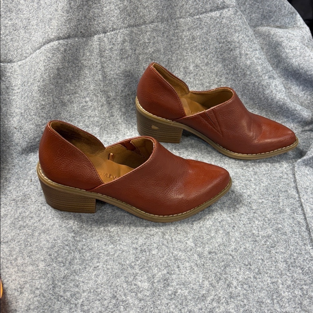 Cynthia Rowley red  Brown Eddie Leather slide on heel boot Shoes size 6 - Picture 2 of 11